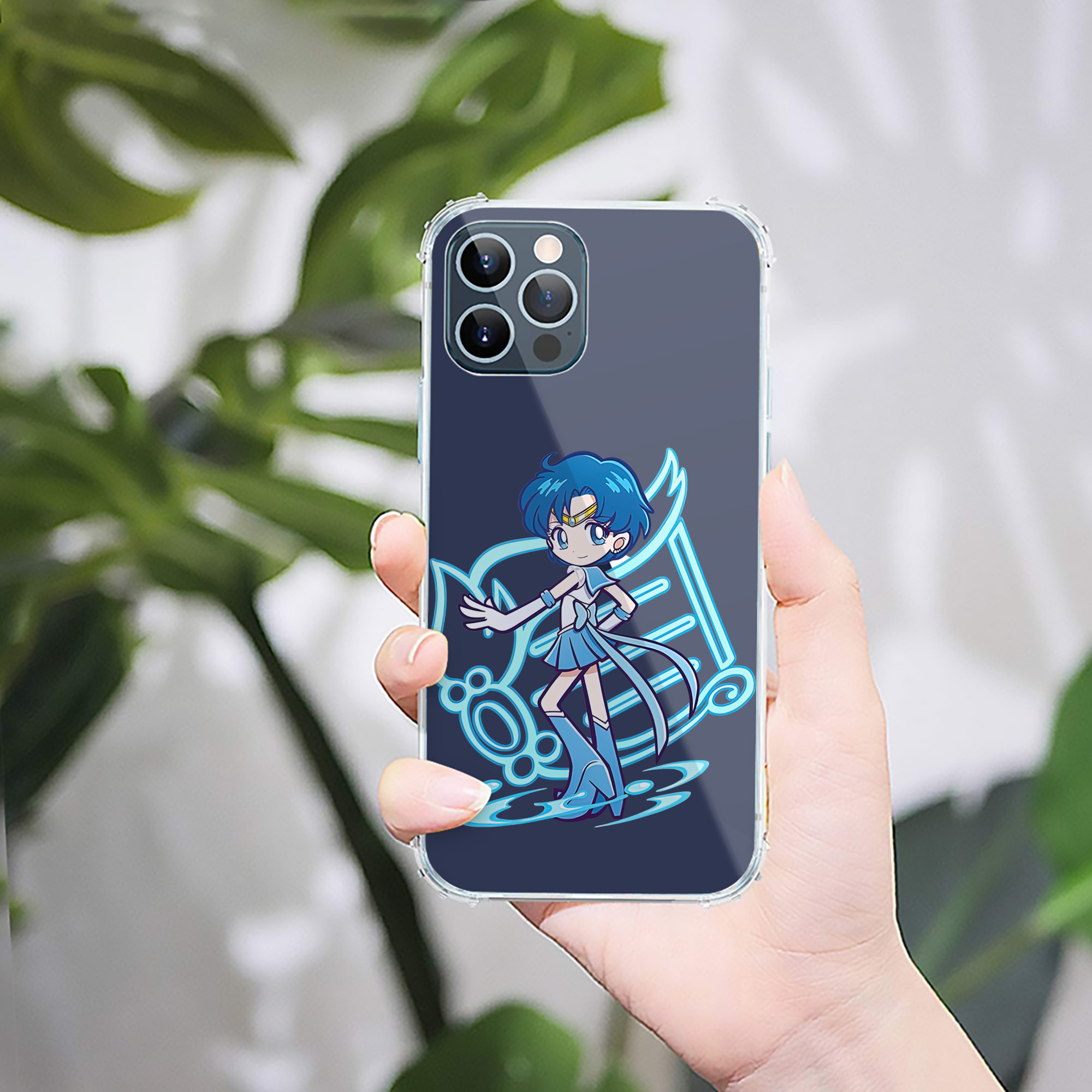 （画像用） 美少女戦士セーラームーン 水野 亜美 みずの あみ Sailor Moon Mizuno Ami 【iPhone 12シリーズ対応】透明スマホケース（クリアソフトケース）